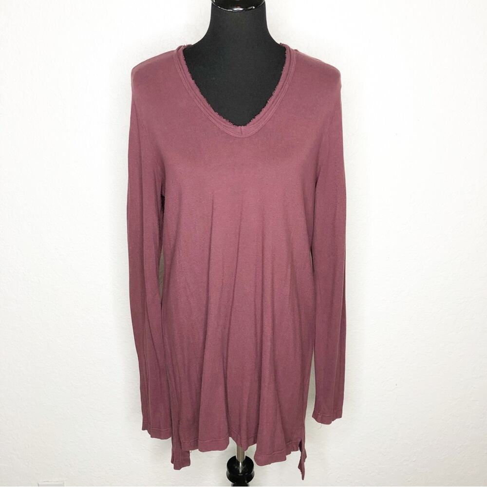 WILT maroon burgundy v neck knit tunic top size Large